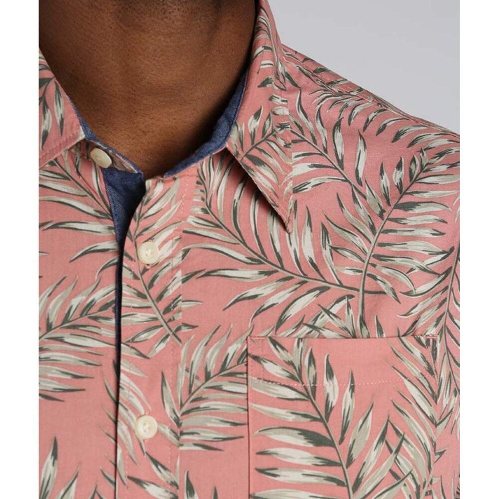 Jachs NY Mens Short Sleeve Button-Down Shirt Leaf Print Sz L Breeze Easy Wear - Picture 2 of 14